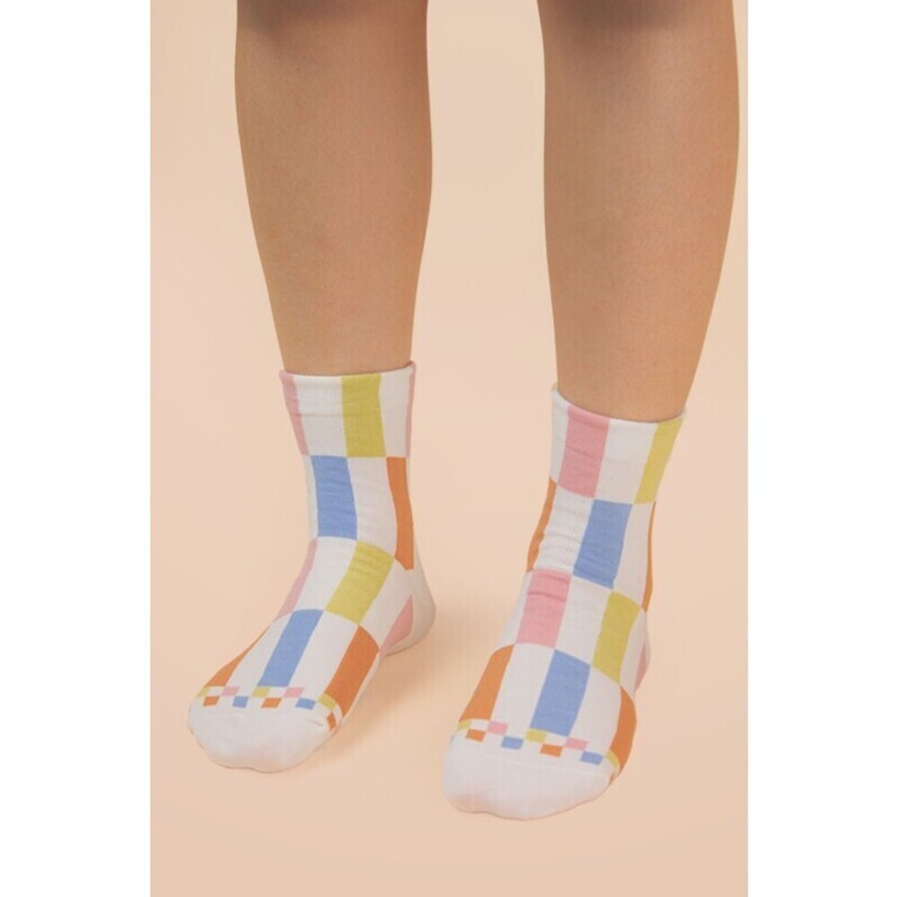 SC10005C W Very J Color Block Casual Socks White One Size